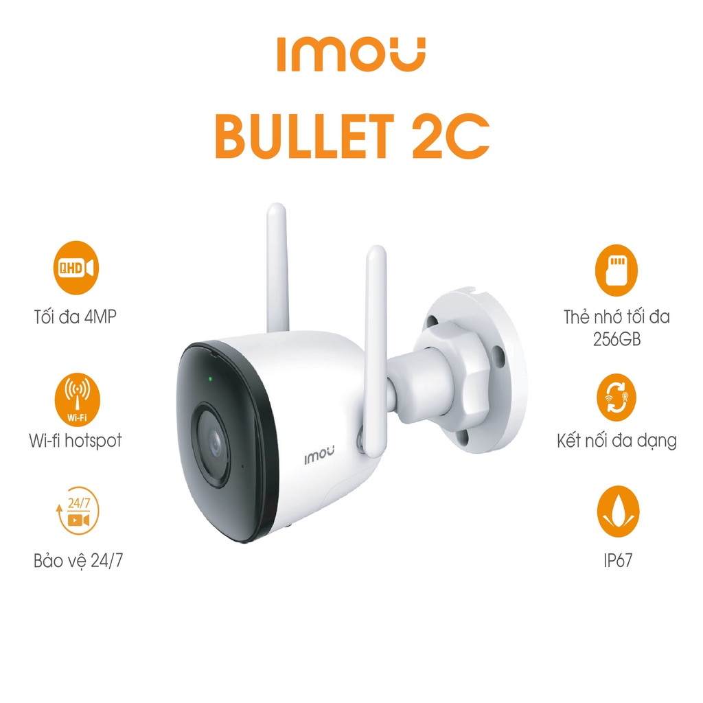 [Mã 267ELSALE hoàn 7% xu đơn 300K] Camera Giám Sát Imou Bullet 2C IPC F22P - Hàng Chính Hãng