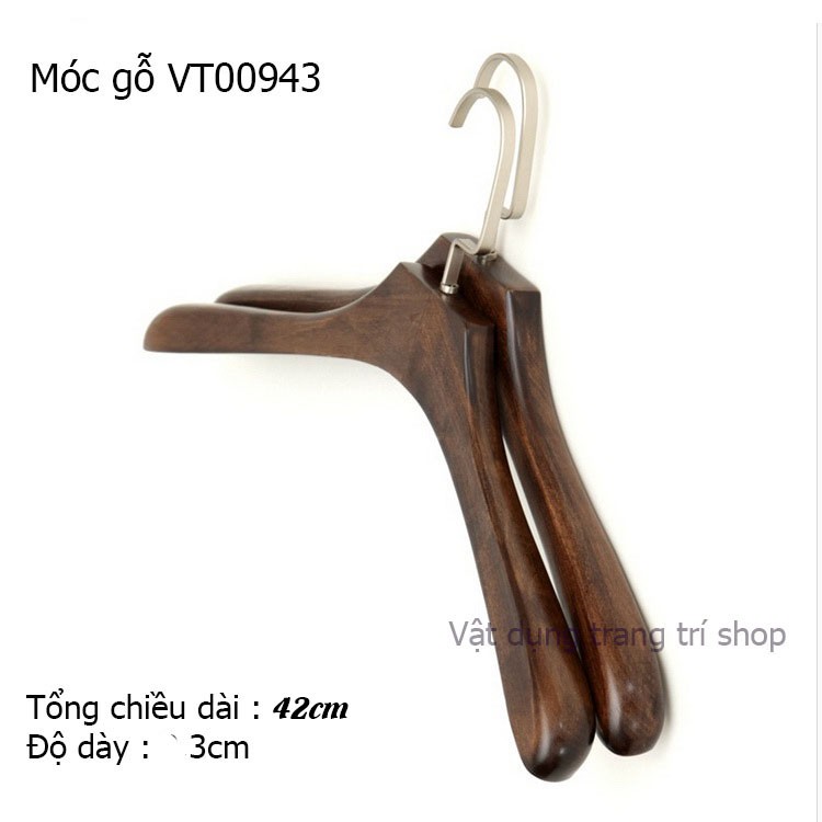 Móc vest gỗ bản dày 3cm dài 42cm ( bộ 10 móc )