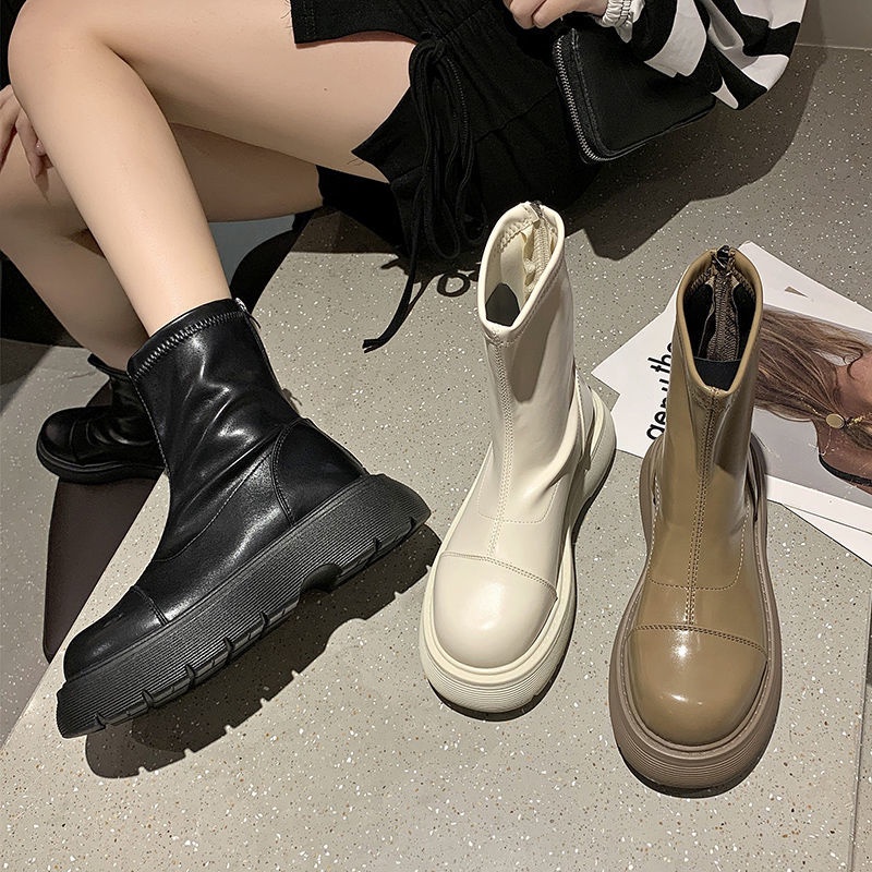 Giày Bốt Martin Cổ Ngắn Lót Cotton Dày Dặn Phong Cách Mới 2022 Dễ Phối Đồ Cỡ Lớn Thời Trang Thu Đông Cho Nữ TTH240
