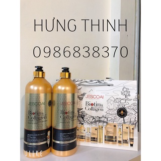 Cặp dầu gội xả biotin collagen hương mật ong jescoai 1000ml