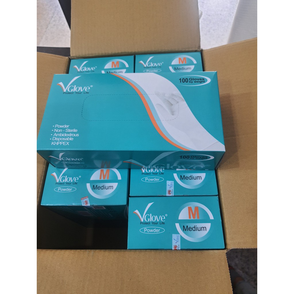 [CHÍNH HÃNG] GĂNG TAY Y TẾ CÓ BỘT VGLOVE HÀNG SẴN- HỘP 100 CHIẾC #MYPHAMGIARE