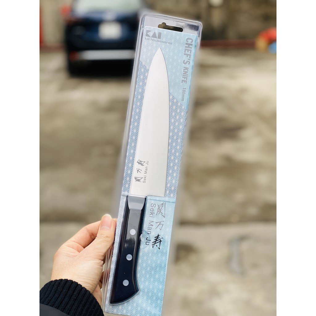 Dao bếp Nhật Bản lưỡi nhọn bản nhỏ Seki KAI 18cm, cán nhựa ABS, lưỡi thép không gỉ