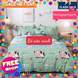 Bộ vỏ chăn ga gối kèm vỏ gối ôm set 5 món