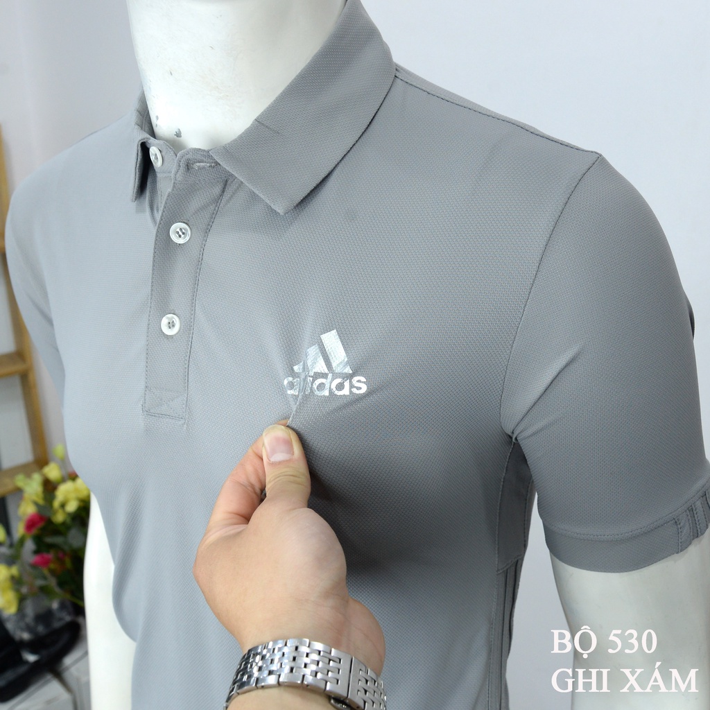Bộ thể thao nam adidas cao cấp mùa hè cộc tay chất thun lạnh mã 530 , bộ đồ tập