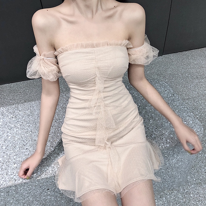 IELGY IELGY Đầm Đen Dáng Chữ A Lưng Cao Phong Cách Pháp Thời Trang Cho Nữ