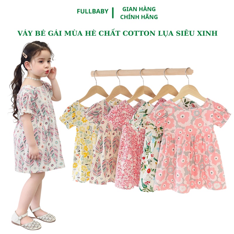 Váy bé gái mùa hè chất cotton lụa thoáng mát tay bồng nhiều mẫu siêu xinh mới nhất 2022