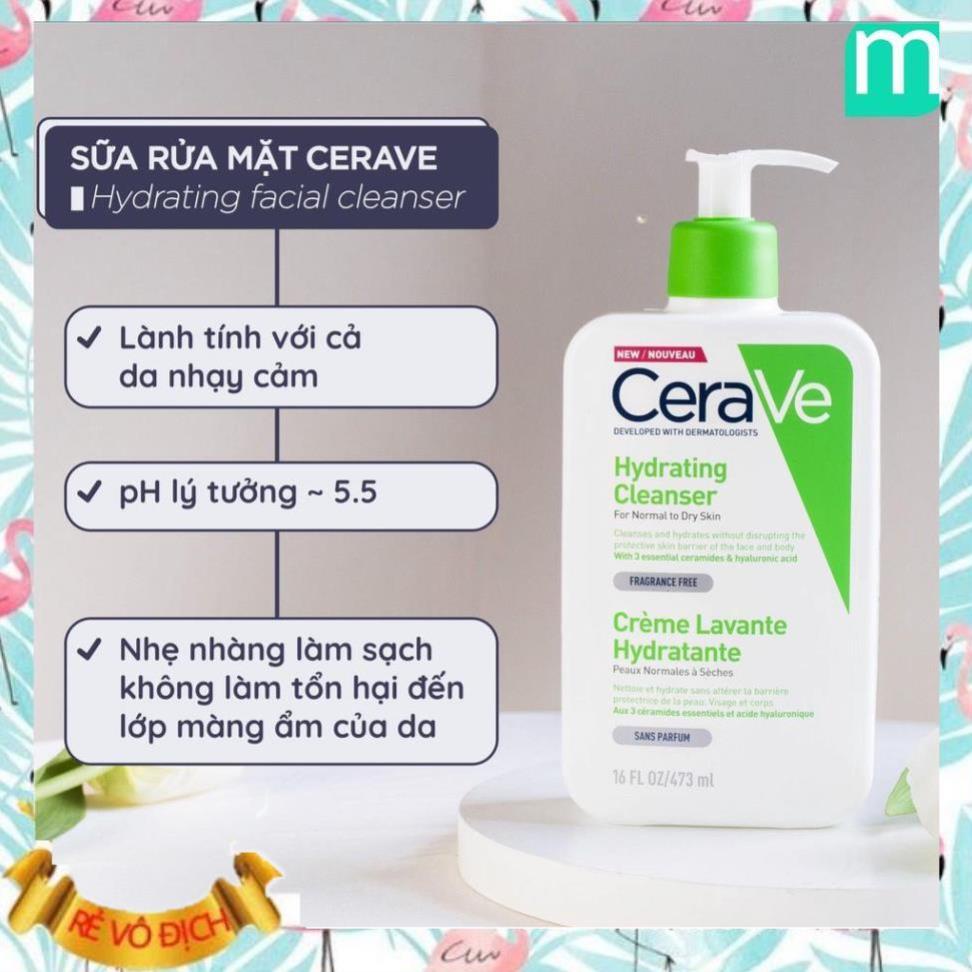 🌸 Sữa rửa mặt Cerave dịu nhẹ 236ml siêu sạch da và dưỡng da cấp ẩm