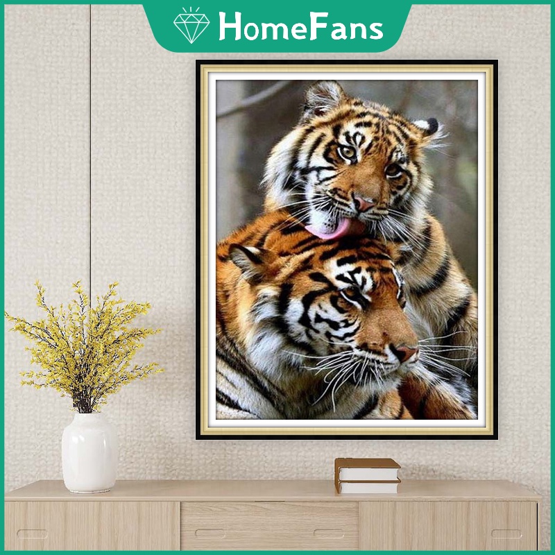 Bộ Tranh Đính Đá 5D Họa Tiết Chú Hổ Độc Đáo Kích Thước 40x50cm Dùng Trang Trí Nhà Cửa