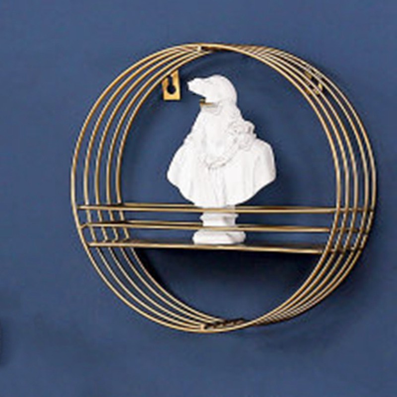 Nordic Minimalist Style Wrought Iron Golden Round Creative Wall Rack