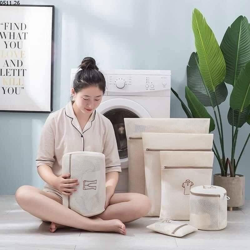 Set 6 túi giặt đồ máy giặt 3 lớp cao cấp, túi lưới đựng quần áo đồ lót có khóa kéo