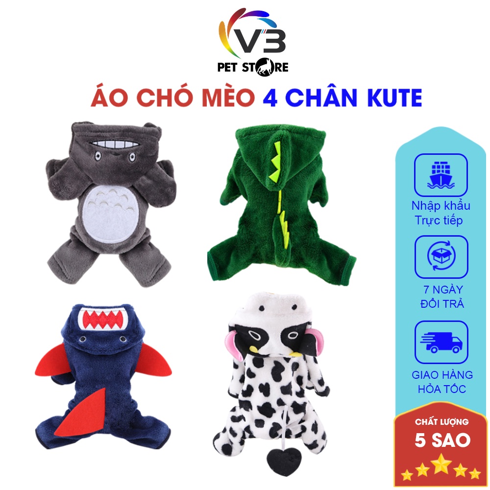 Áo Cho Chó Mèo, Quần Áo Cho Thú Cưng, Loại 4 Chân, Chất Liệu Bông Dày Và Ấm, Thiết Kế Độc Đáo