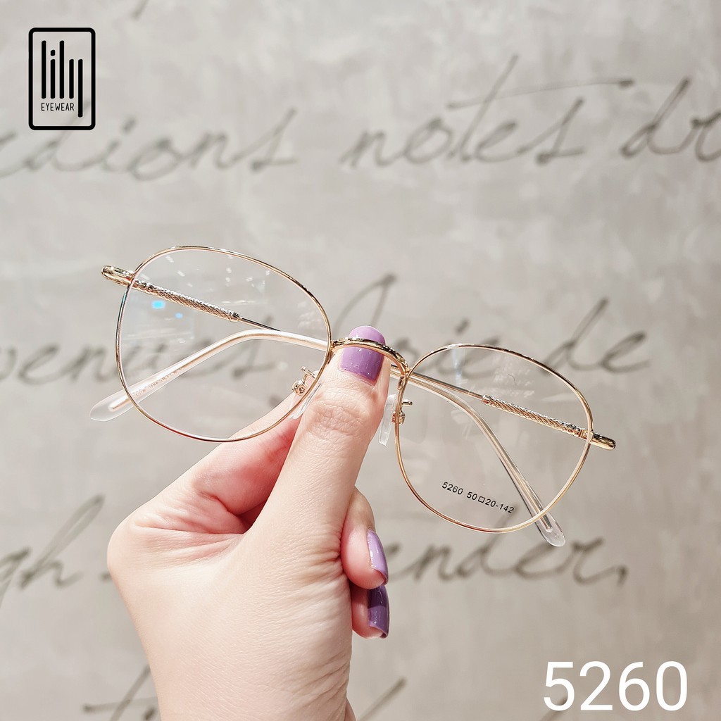 Gọng kính kim loại nam nữ Lilyeyewear mắt tròn thanh mảnh màu sắc thời trang - Y5260