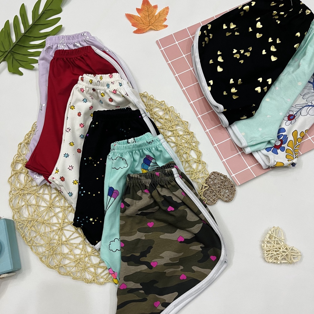 Quần đùi thể thao Mysu kids cho bé gái size đại thun cotton co giãn mềm mịn từ 15kg đến 35kg