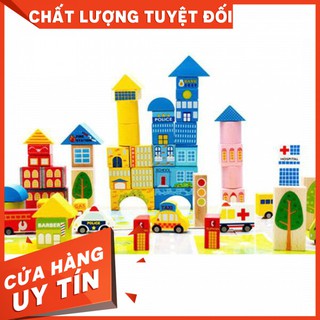 ĐỒ CHƠI GỖ LẮP GHÉP MÔ HÌNH THÀNH PHỐ TƯƠNG LAI 62 CHI TIẾT [RẺ NHẤT HY]