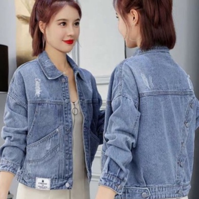 Áo Khoác Jean Nữ Lửng Phong Cách Ulzzang Cho Nữ Vải Jean Xuẩt Đẹp Và Thoáng Mát