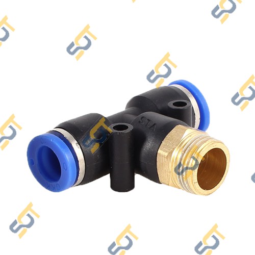 [PB NỐI ỐNG MỀM] Tê ren ngoài bằng đồng nối nhanh 2 đầu cắm ống nhựa PU khí nén chất lỏng phun sương hơi nước - tee chia