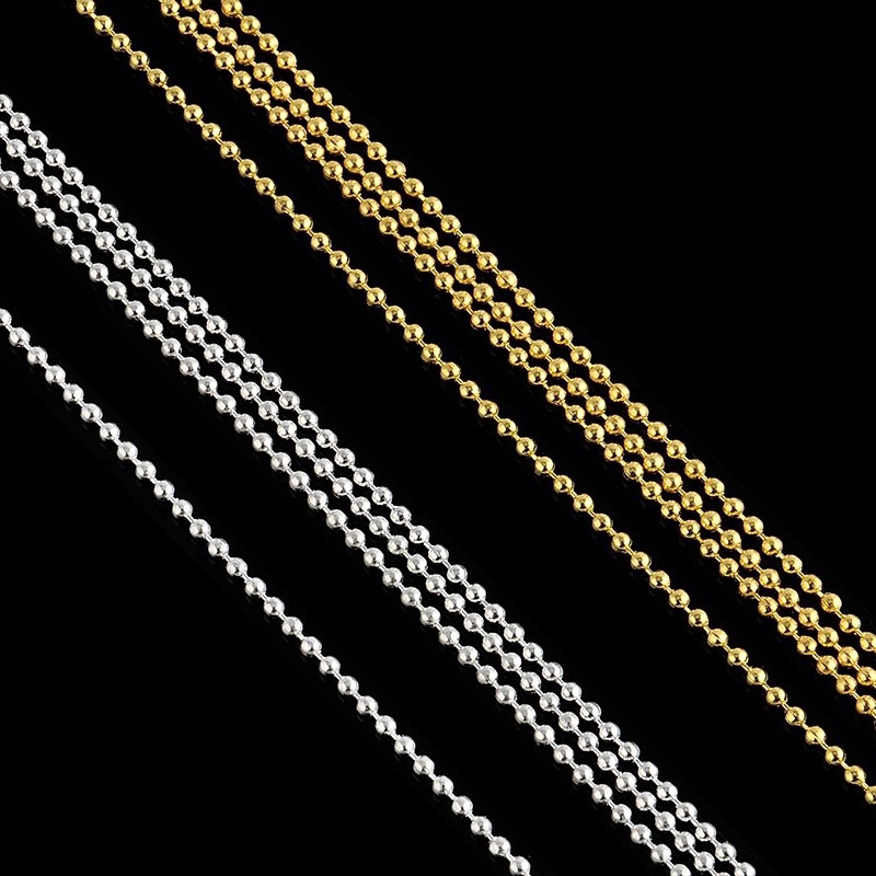 Chuỗi dây kim loại liên kết các hạt tròn trang trí móng nghệ thuật dài 3m