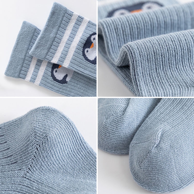 Vớ Cotton Mềm Co Giãn Giữ Ấm Mùa Thu Đông Họa Tiết Động Vật Hoạt Hình Dễ Thương Cho Bé
