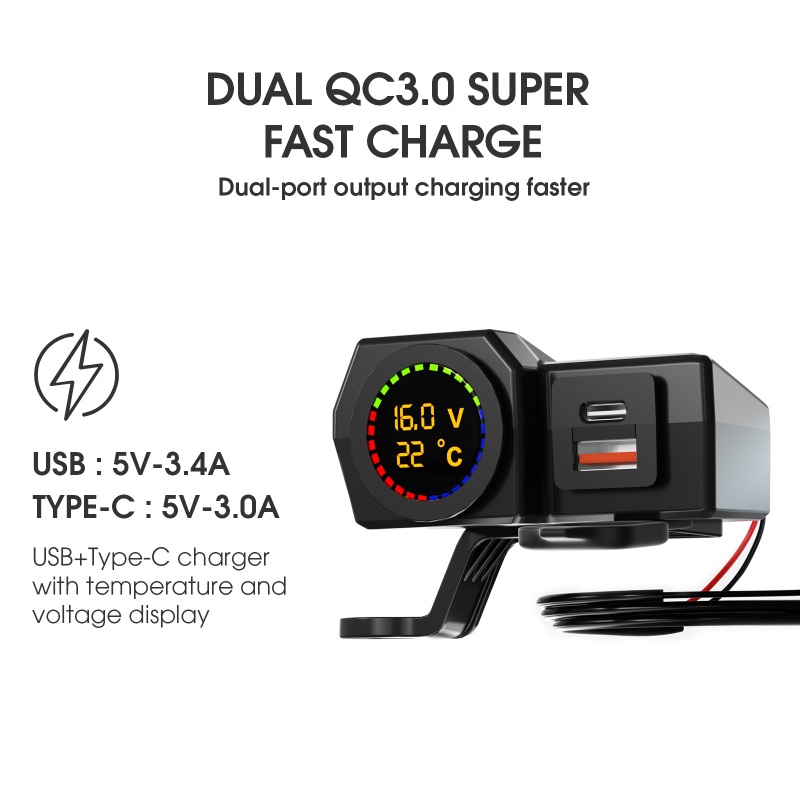 Cục Sạc Điện Thoại Đa Năng Gắn Tay Lái Xe Máy Chống Sốc / Trượt / Thấm Nước