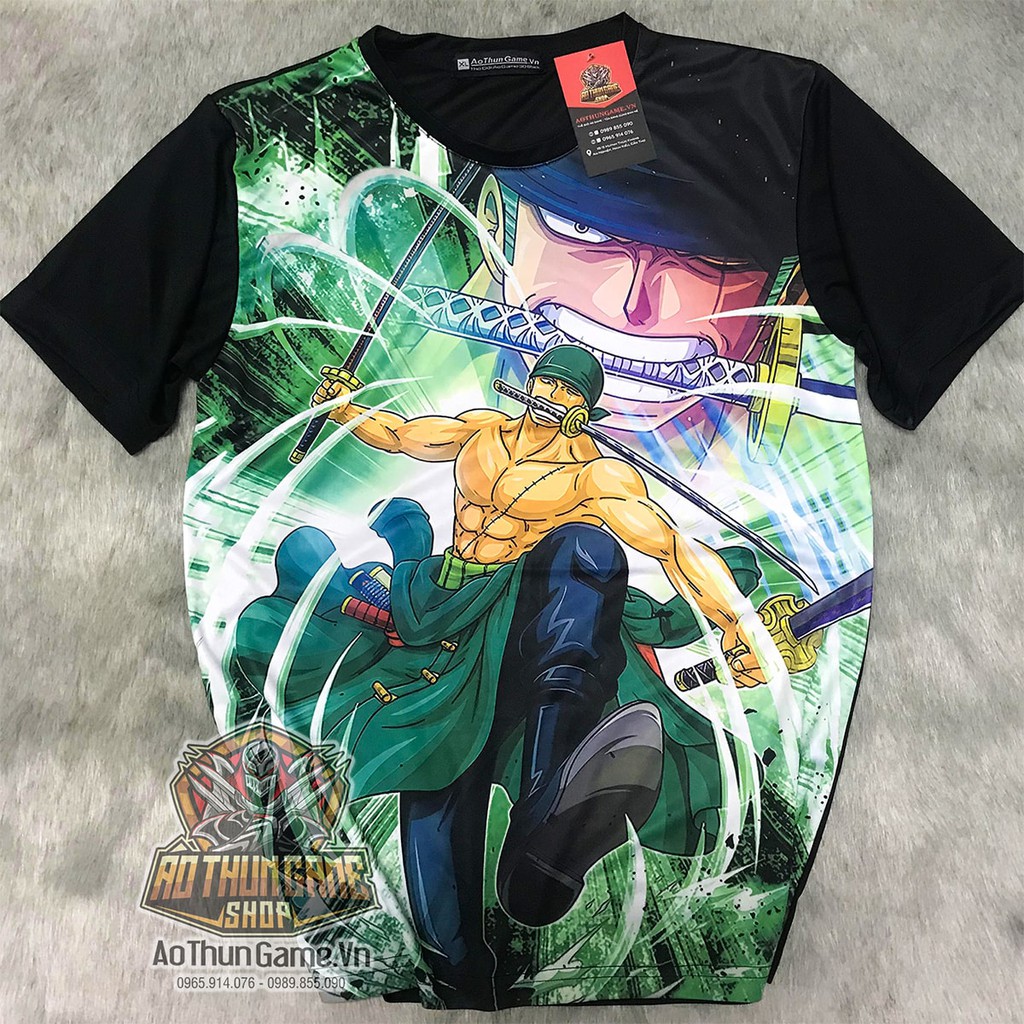 ☘️ Áo One Piece Zoro (3D Đen) Roronoa zoro v3, áo đảo hải tặc Anime Manga ☘️ (Shop AoThunGameVn)