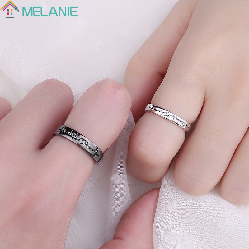 [Bán Chạy] Nhẫn Cặp Đôi Kiểu Mở Hình Trái Tim Tình Yêu Điện Cực Đơn Giản Có Thể Điều Chỉnh