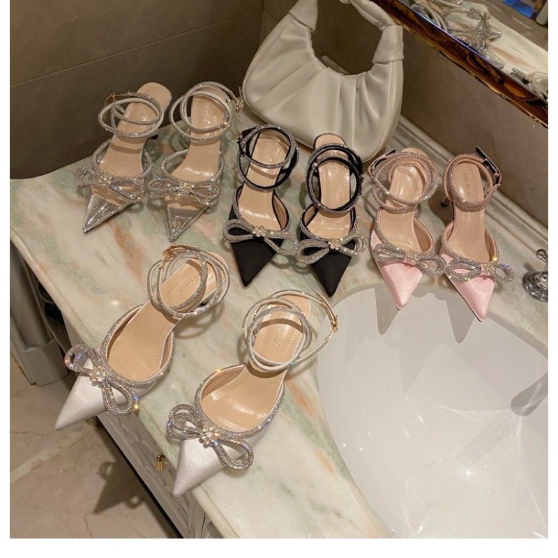 Guốc đính nơ đá cao cấp 7cm