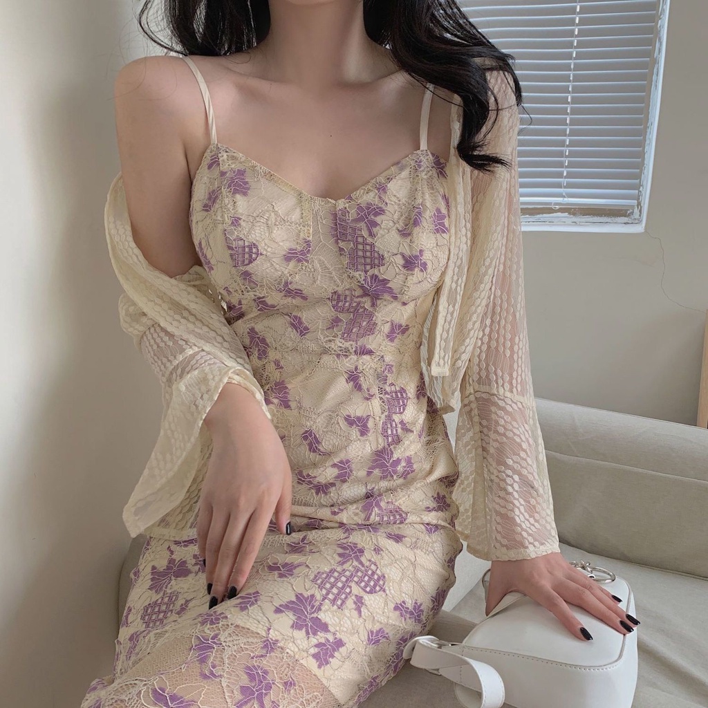 Bộ Áo Cổ Yếm Phối Ren Dáng Ôm Thời Trang Mùa Hè Pháp Cho Nữ