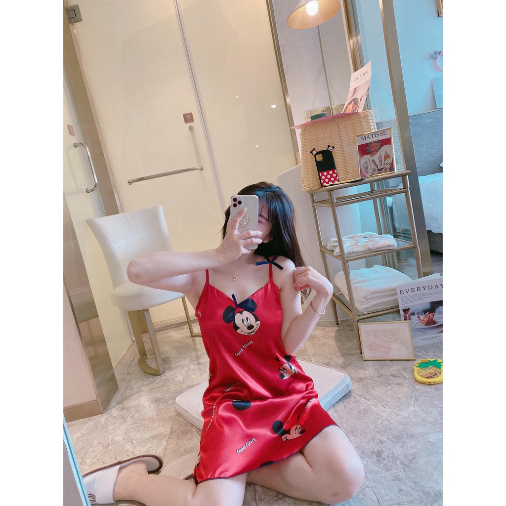 Váy ngủ lụa 2 dây dễ thương dành cho nữ mùa hè,đầm ngủ họa tiết dễ thương hàng quảng châu | BigBuy360 - bigbuy360.vn