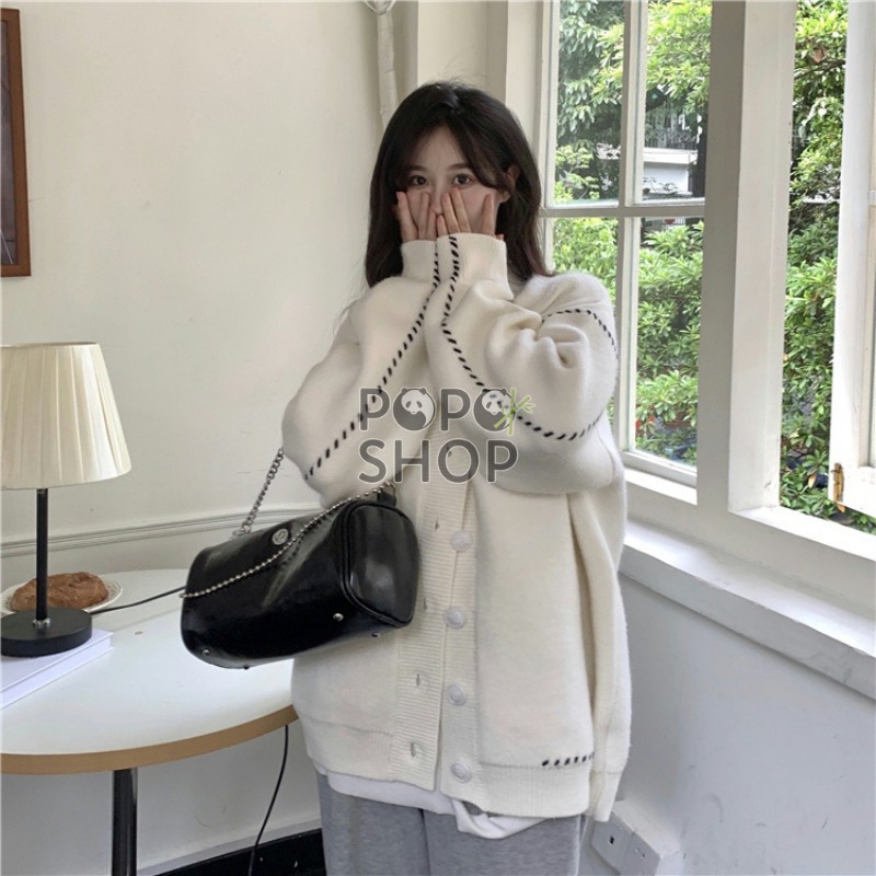 Áo Len Cardigan Nữ Oversize Thu Đông Thiết Kế 2021 Thời Trang