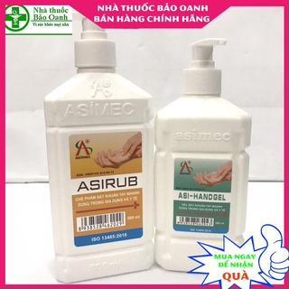 Nước rửa tay khô và gel khô sát khuẩn nhanh Asirub - chai 500ml có vòi - diệt khuẩn, bộ y tế cấp phép, gel kháng khuẩn