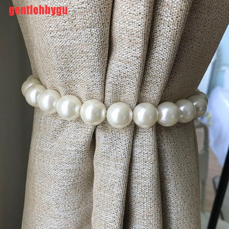 [gentlehhygu]2pcs ABS Pearl Curtain Bandage Tieback With Magnet Decorative Curtain Buckle