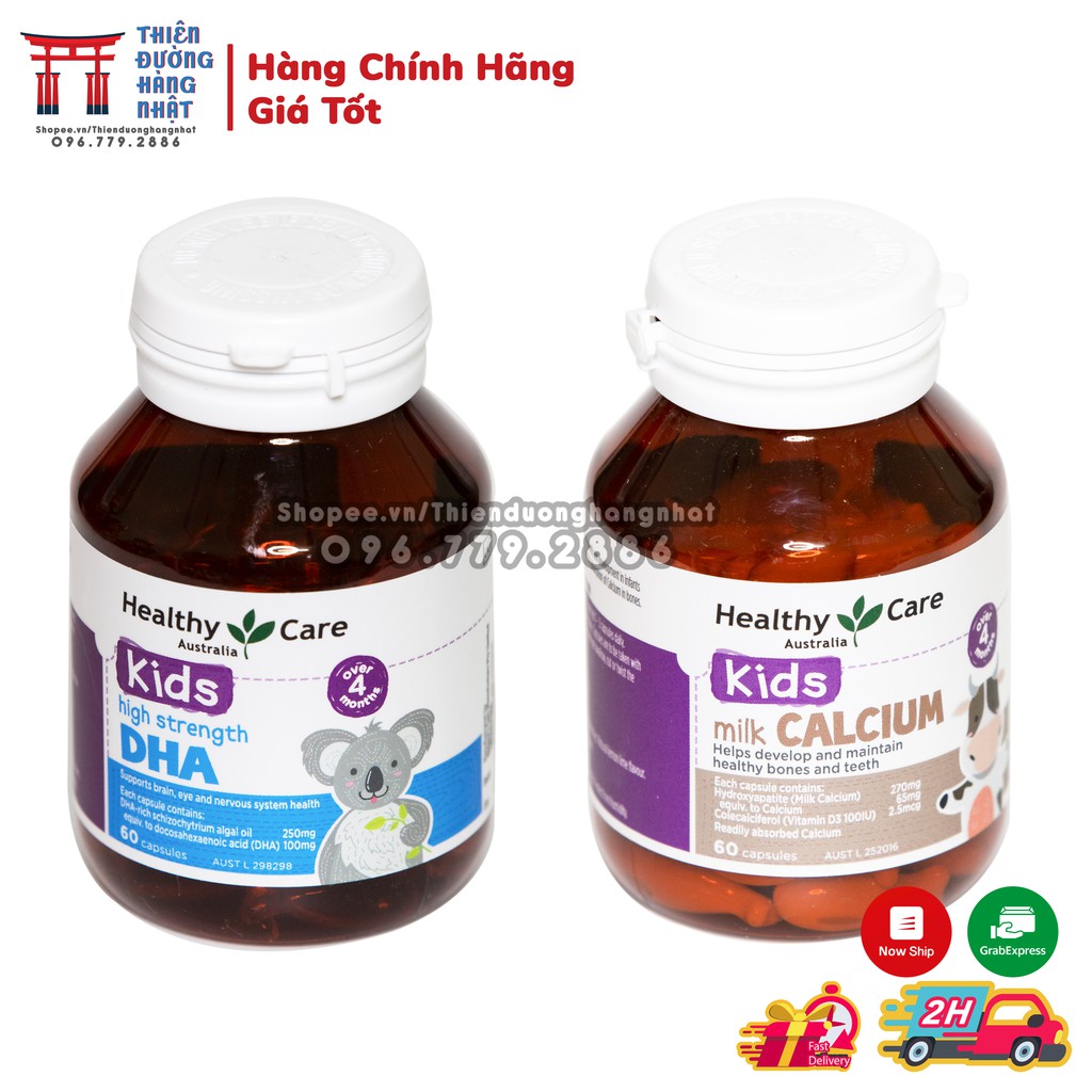 Cặp đôi hoàn hảo HEALTHY CARE bổ sung DHA và Canxi cho bé - chuẩn Úc [Date 7-9/2023]