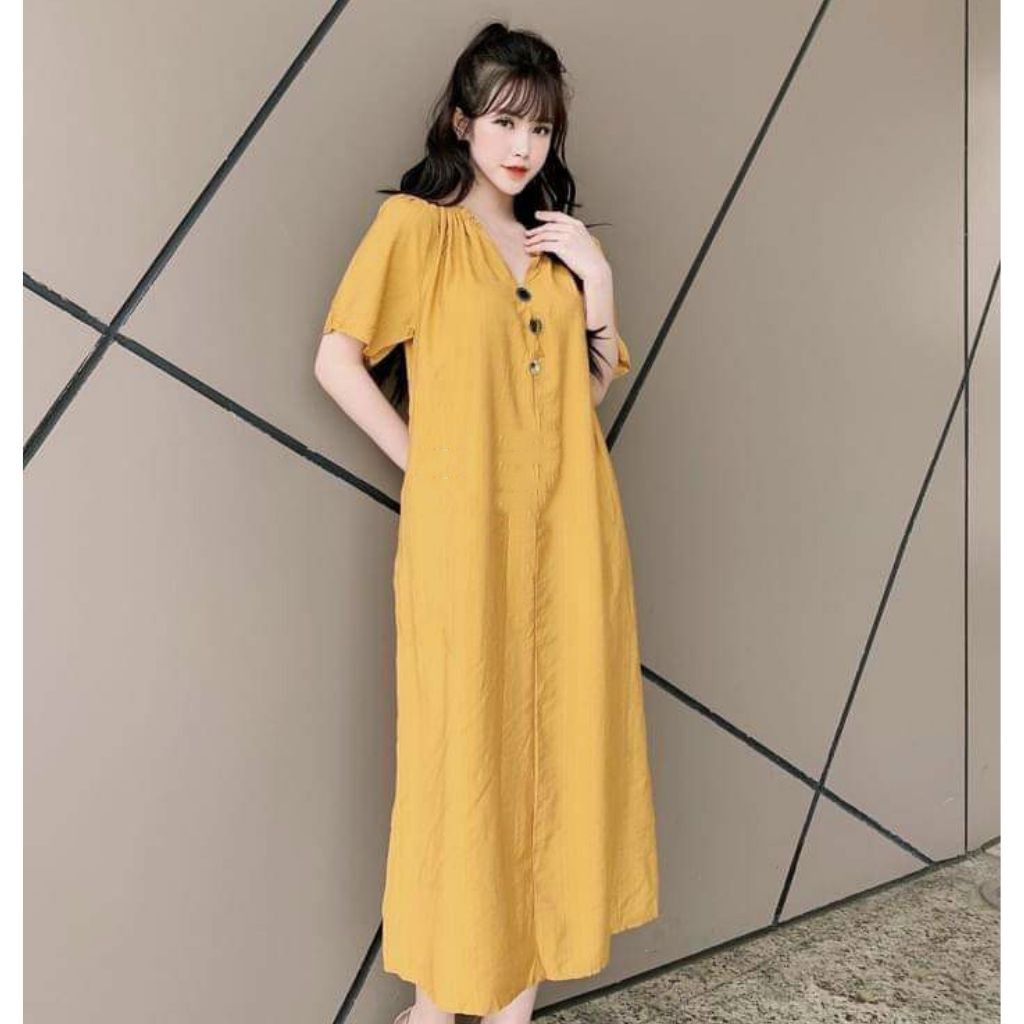 Váy bầu thời trang thiết kế M310 chất đũi hàn freesize từ 45 đến 70kg