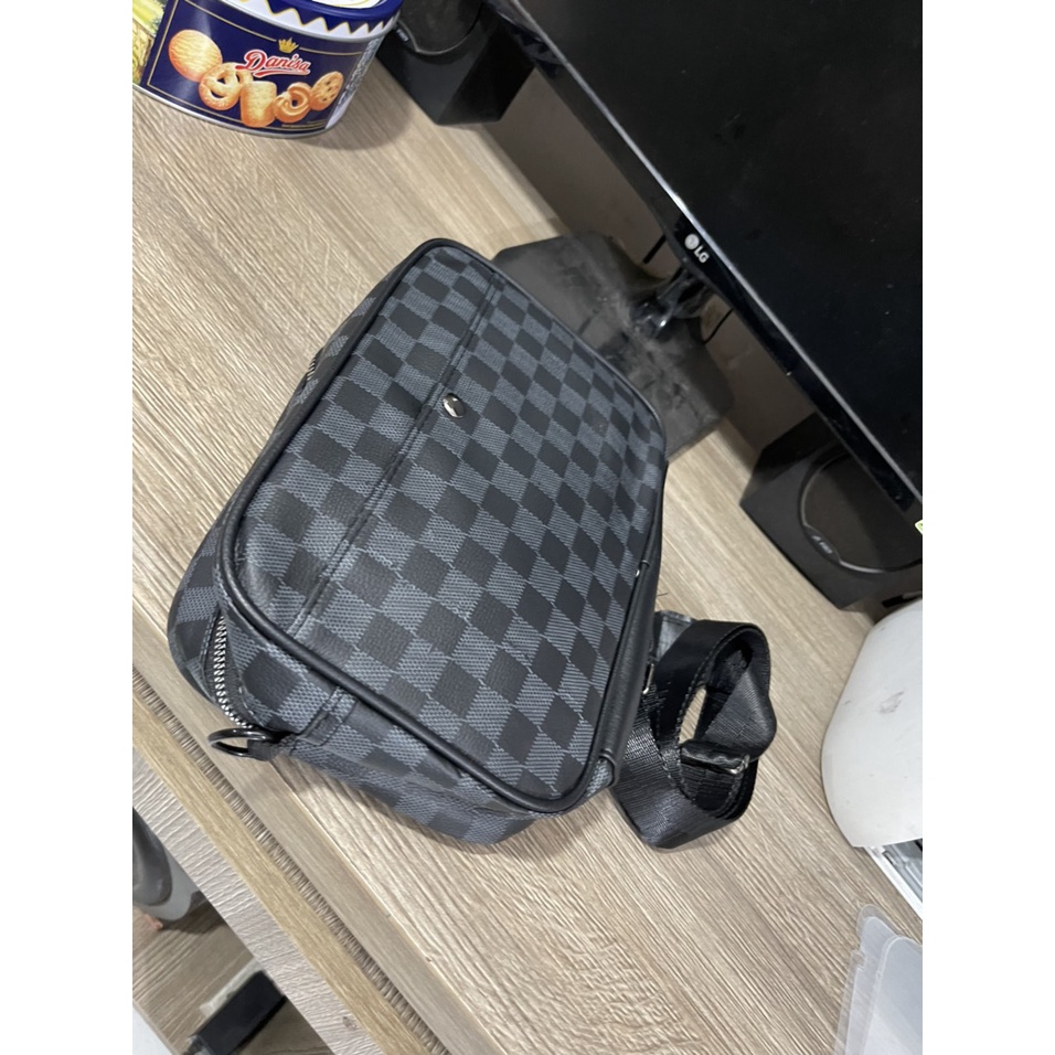 Túi đeo chéo da nam nữ caro ngang bảng lớn From châu âu DF5 Shalla