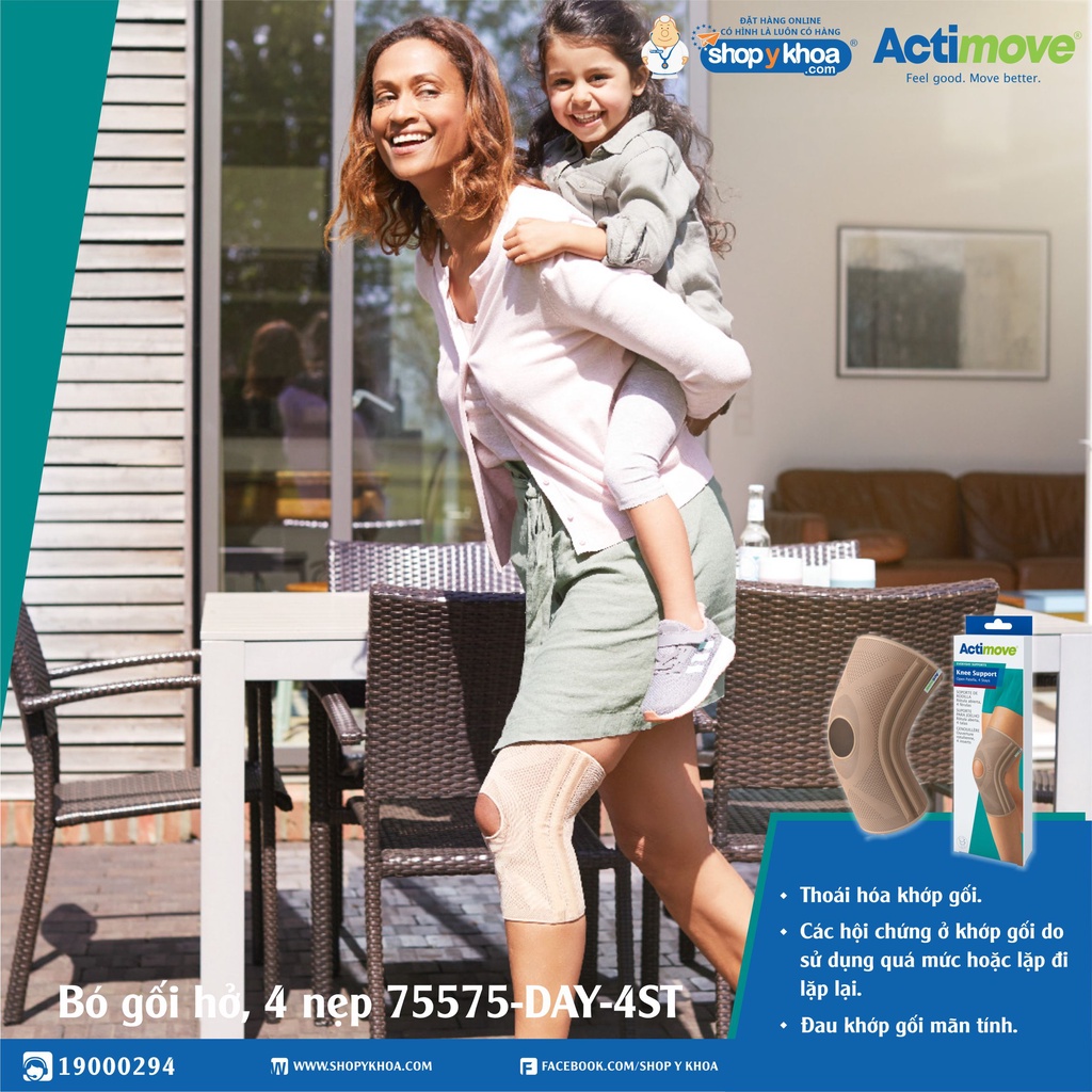 [CÓ QUÀ TẶNG] Bó gối hở, 4 nẹp 75575-DAY-4ST Actimove Knee Support