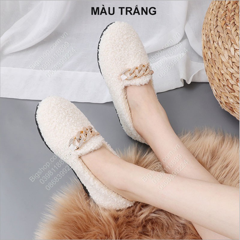 Giày lười bệt nữ với lông giữ nhiệt phù hợp mùa thu, đông, xuân | BigBuy360 - bigbuy360.vn