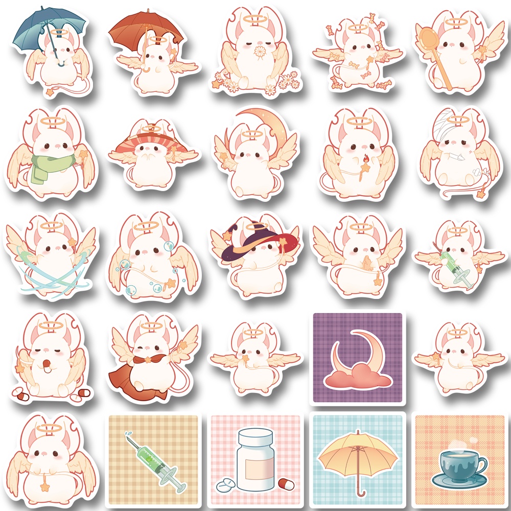 Set 50 Miếng Dán Trang Trí Laptop Chống Nước Không Lặp Lại Hình Chuột Hoạt Hình Dễ Thương