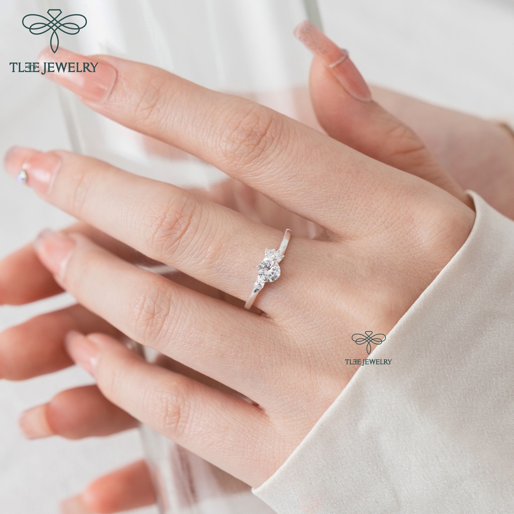 Nhẫn bạc nữ TLEE ba viên đá cách điệu sang trọng TleeJewelry A0209