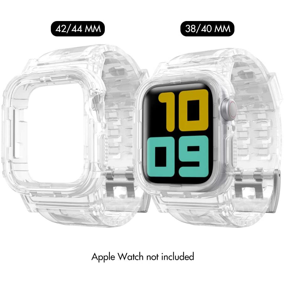 Dây đeo thay thế 2 trong 1 trong suốt cho Apple watch SE 6/5/4/3/2/1 38/40mm 42/44mm