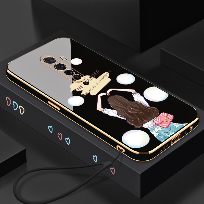 Ốp Điện Thoại Silicon Mềm Hình Nhân Vật Hoạt Hình Có Dây Đeo Cho oppo reno2 f reno 2 reno