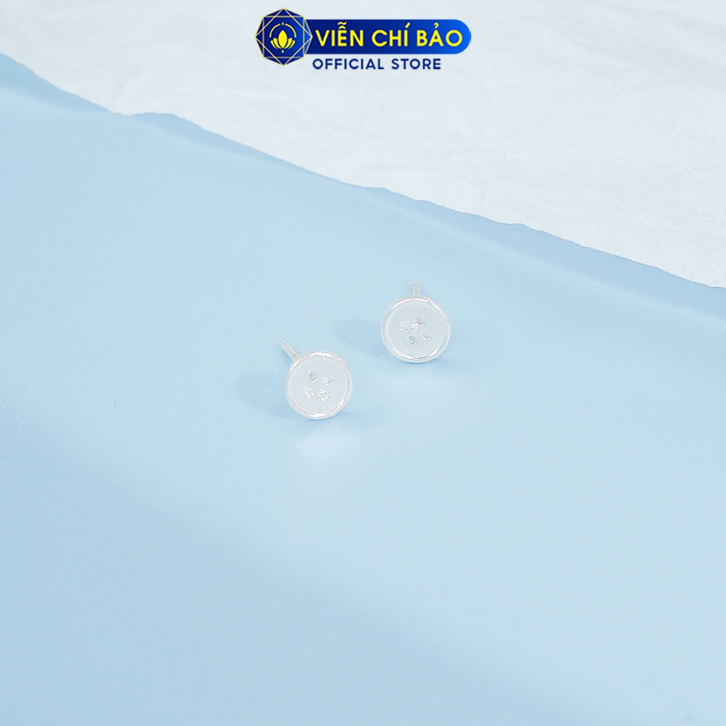 Bông tai bạc nữ hình cúc áo chất liệu bạc 925 thời trang phụ kiện trang sức nữ thương hiệu Viễn Chí Bảo E084