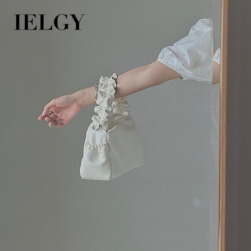 Túi xách tay IELGY bằng da mềm phối họa tiết xếp ly hợp thời trang cho nữ