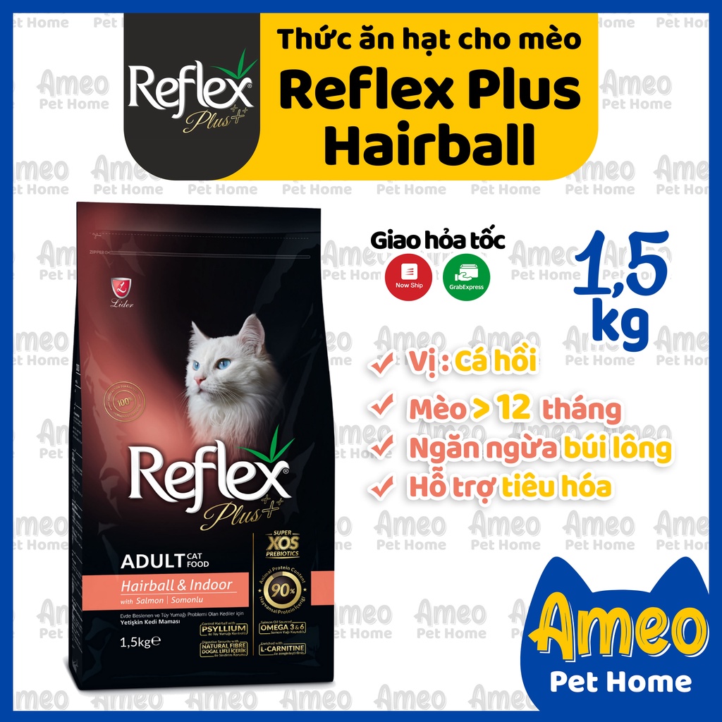 [Mã PET50 giảm 10% - tối đa 50K đơn 250K] Thức ăn mèo Reflex Plus tiêu búi lông 1,5kg nguyên seal | Reflex Plus HairBall