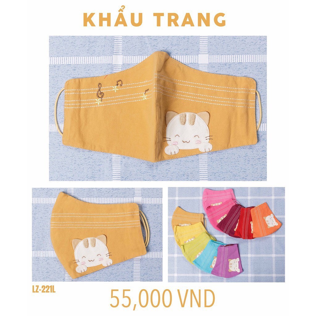 Khẩu trang vải người lớn sợi tre kháng khuẩn 100% cotton cỡ lớn Petshop - LZ-221L