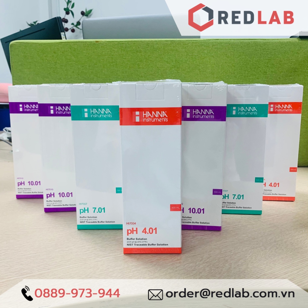 Dung dịch hiệu chuẩn pH 4.01, 7.01, 10.01 Hanna HI7004L HI7007L HI7010L | Hàng chính hãng