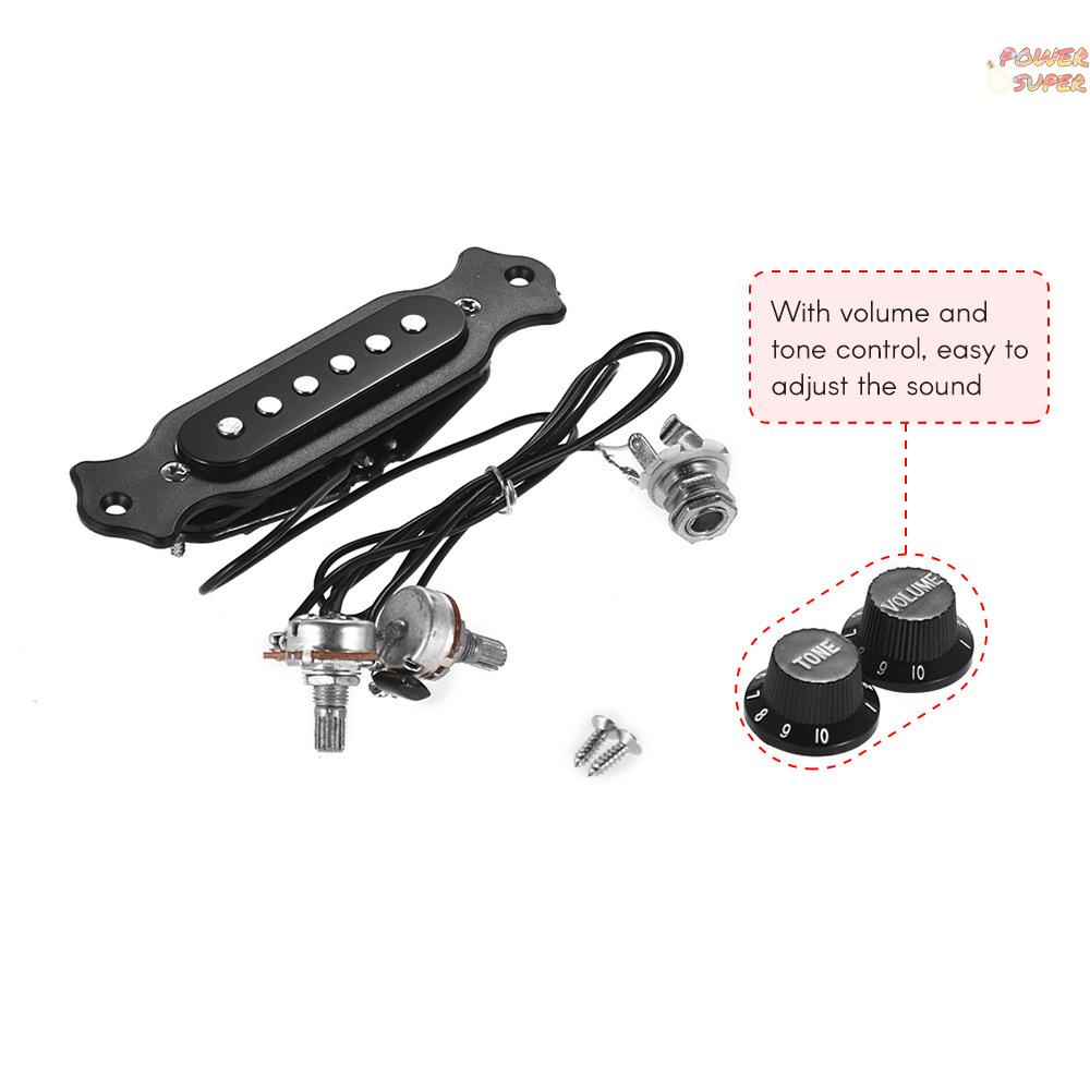 Guitar Copper Single Magnetic Coil Noiseless Acoustic Guitar Pickup With Volume Tone Control with Knobs Mounting Screws