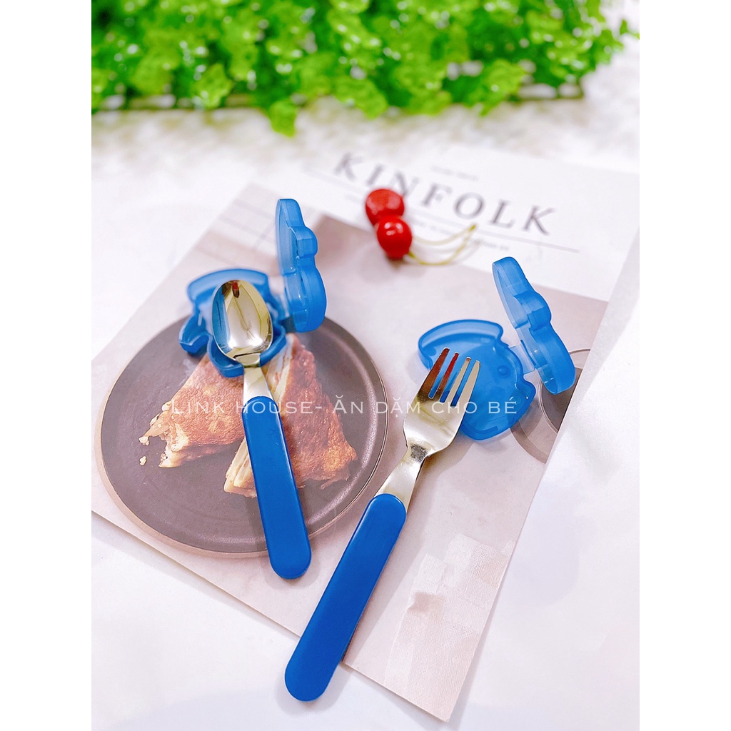 Thìa - Dĩa Inox Zosan Fork Nhật kèm hộp hình thú ( Có tách lẻ )