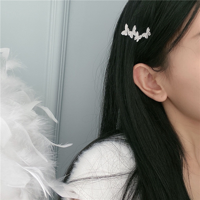 Autum98 Kẹp tóc mặt hình bướm đính đá nhân tạo lấp lánh thời trang Hàn Quốc (B3-4-1)