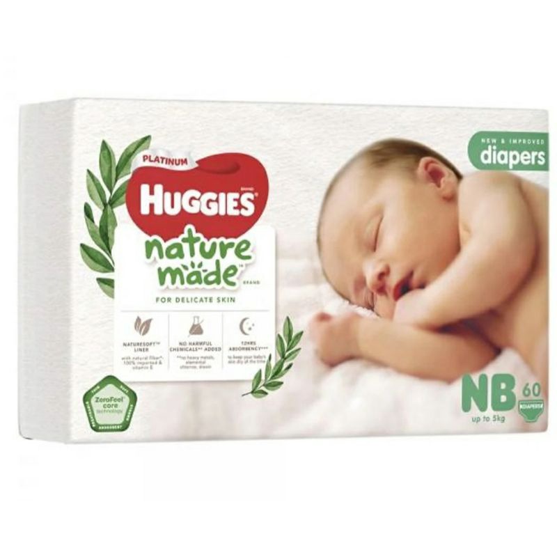 Tã dán Huggies Platinum Nature size NB60