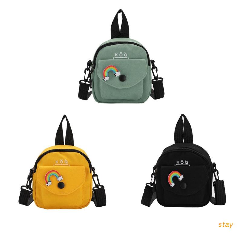 Túi Canvas Đeo Chéo Một Vai Có Gương/Chìa Khóa/Điện Thoại Cho Trẻ Em/Người Lớn